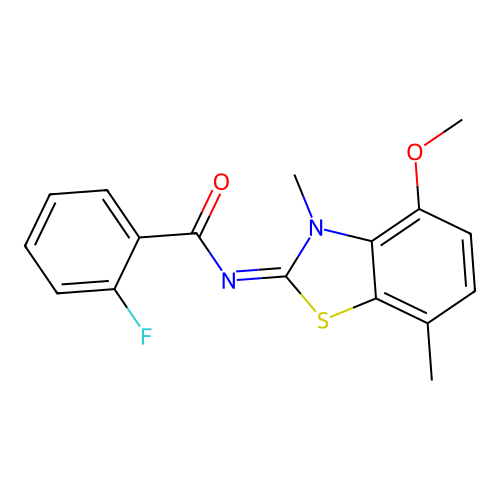 (Z)-2-fluoro-N-(4-methoxy-3,7-dimethylbenzo[d]thiazol-2(3H)-ylidene)benzamide structure