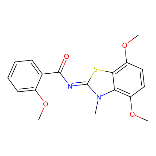 N-(4,7-dimethoxy-3-methyl-1,3-benzothiazol-2-ylidene)-2-methoxybenzamide structure
