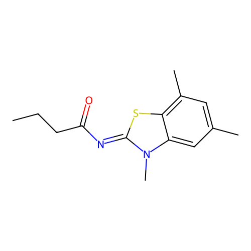 (Z)-N-(3,5,7-trimethylbenzo[d]thiazol-2(3H)-ylidene)butyramide structure