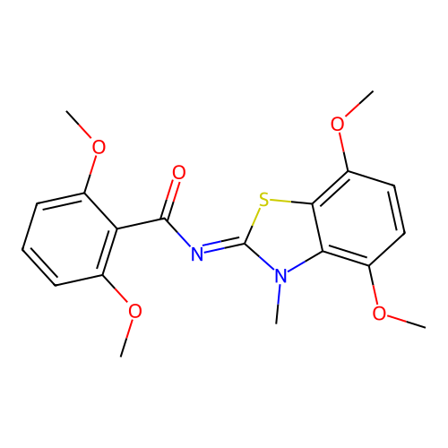 N-(4,7-dimethoxy-3-methyl-1,3-benzothiazol-2-ylidene)-2,6-dimethoxybenzamide structure