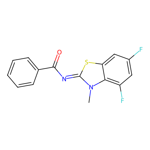 N-(4,6-difluoro-3-methyl-1,3-benzothiazol-2-ylidene)benzamide structure