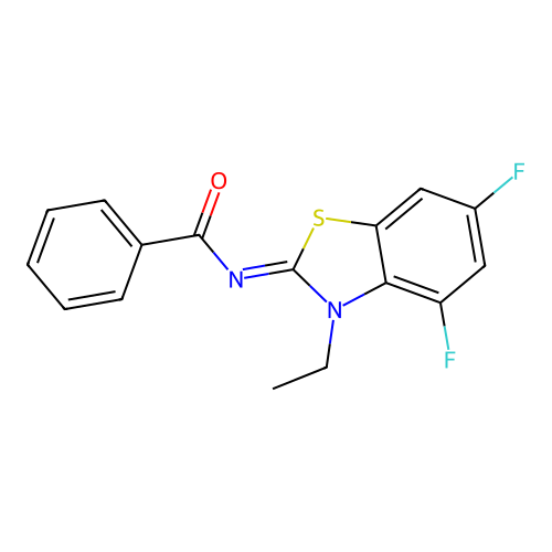 N-(3-ethyl-4,6-difluoro-1,3-benzothiazol-2-ylidene)benzamide structure