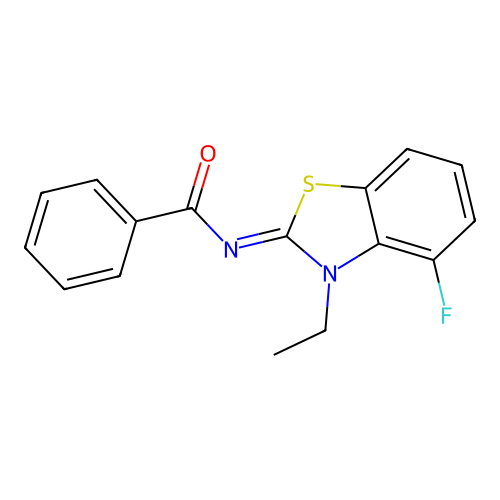N-(3-ethyl-4-fluoro-1,3-benzothiazol-2-ylidene)benzamide structure