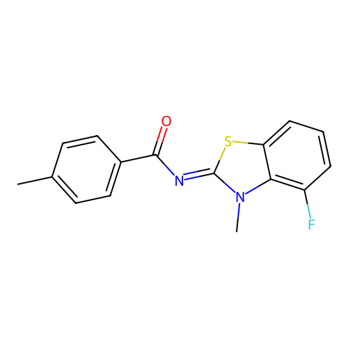 N-(4-fluoro-3-methyl-1,3-benzothiazol-2-ylidene)-4-methylbenzamide structure