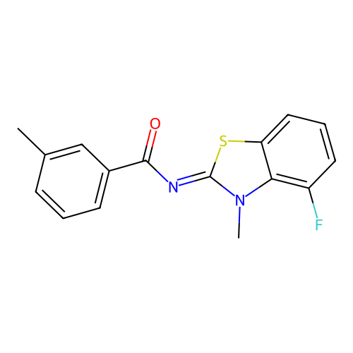 N-(4-fluoro-3-methyl-1,3-benzothiazol-2-ylidene)-3-methylbenzamide structure