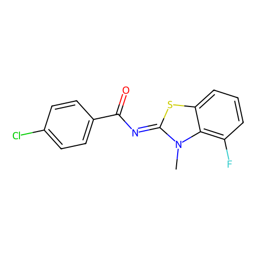 4-chloro-N-(4-fluoro-3-methyl-1,3-benzothiazol-2-ylidene)benzamide structure