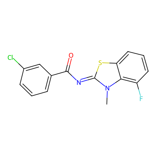 3-chloro-N-(4-fluoro-3-methyl-1,3-benzothiazol-2-ylidene)benzamide structure