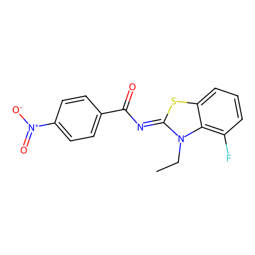 N-(3-ethyl-4-fluoro-1,3-benzothiazol-2-ylidene)-4-nitrobenzamide structure