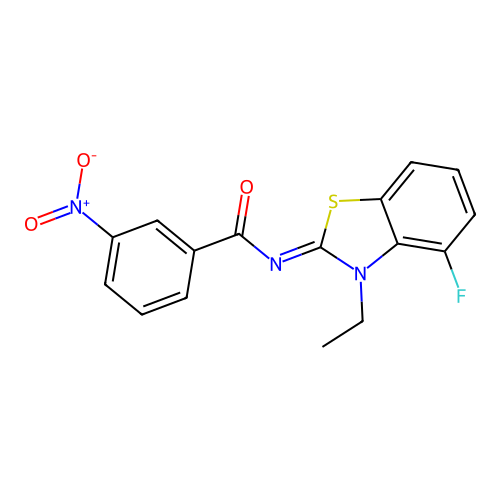 N-(3-ethyl-4-fluoro-1,3-benzothiazol-2-ylidene)-3-nitrobenzamide structure