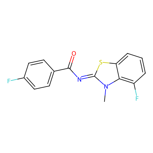 4-fluoro-N-(4-fluoro-3-methyl-1,3-benzothiazol-2-ylidene)benzamide structure