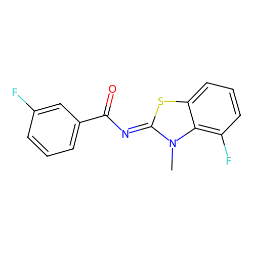 3-fluoro-N-(4-fluoro-3-methyl-1,3-benzothiazol-2-ylidene)benzamide structure