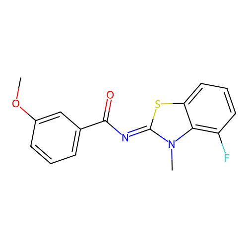 N-(4-fluoro-3-methyl-1,3-benzothiazol-2-ylidene)-3-methoxybenzamide structure