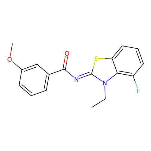 N-(3-ethyl-4-fluoro-1,3-benzothiazol-2-ylidene)-3-methoxybenzamide structure