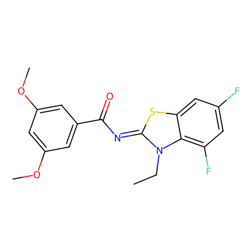 N-(3-ethyl-4,6-difluoro-1,3-benzothiazol-2-ylidene)-3,5-dimethoxybenzamide structure