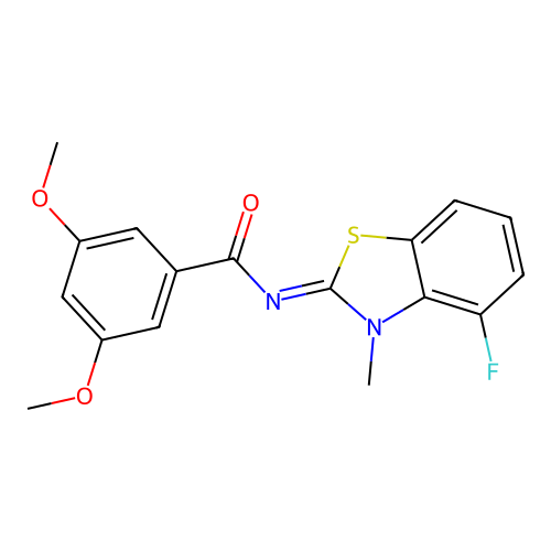 N-(4-fluoro-3-methyl-1,3-benzothiazol-2-ylidene)-3,5-dimethoxybenzamide structure