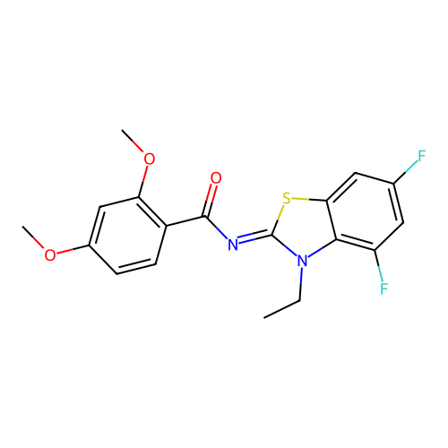 N-(3-ethyl-4,6-difluoro-1,3-benzothiazol-2-ylidene)-2,4-dimethoxybenzamide structure