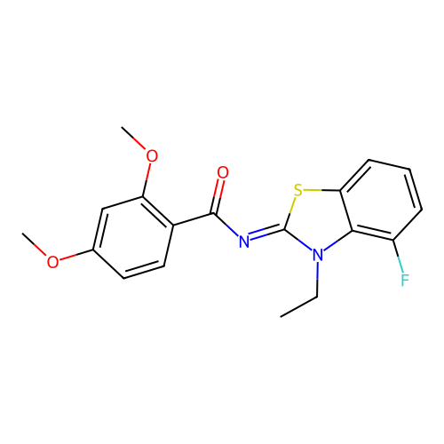 N-(3-ethyl-4-fluoro-1,3-benzothiazol-2-ylidene)-2,4-dimethoxybenzamide structure