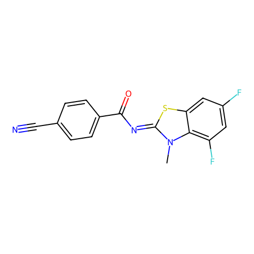 (Z)-4-cyano-N-(4,6-difluoro-3-methylbenzo[d]thiazol-2(3H)-ylidene)benzamide structure