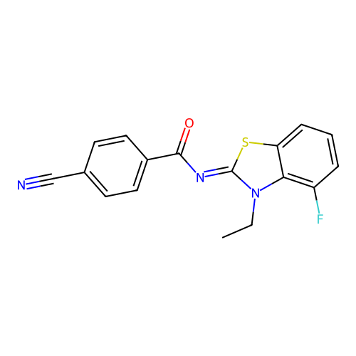 4-cyano-N-(3-ethyl-4-fluoro-1,3-benzothiazol-2-ylidene)benzamide structure