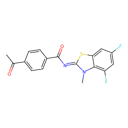 (Z)-4-acetyl-N-(4,6-difluoro-3-methylbenzo[d]thiazol-2(3H)-ylidene)benzamide structure