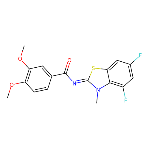 N-(4,6-difluoro-3-methyl-1,3-benzothiazol-2-ylidene)-3,4-dimethoxybenzamide structure