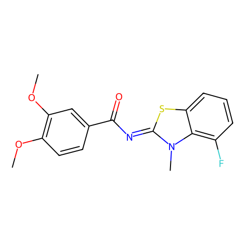 N-(4-fluoro-3-methyl-1,3-benzothiazol-2-ylidene)-3,4-dimethoxybenzamide structure