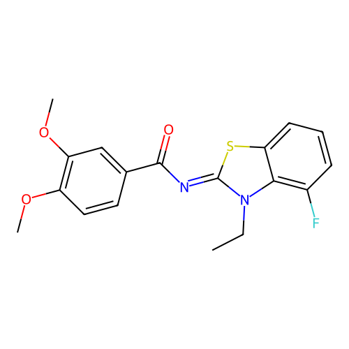 N-(3-ethyl-4-fluoro-1,3-benzothiazol-2-ylidene)-3,4-dimethoxybenzamide structure