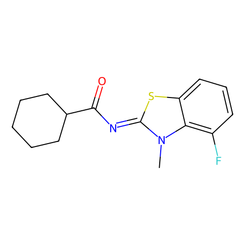N-(4-fluoro-3-methyl-1,3-benzothiazol-2-ylidene)cyclohexanecarboxamide structure