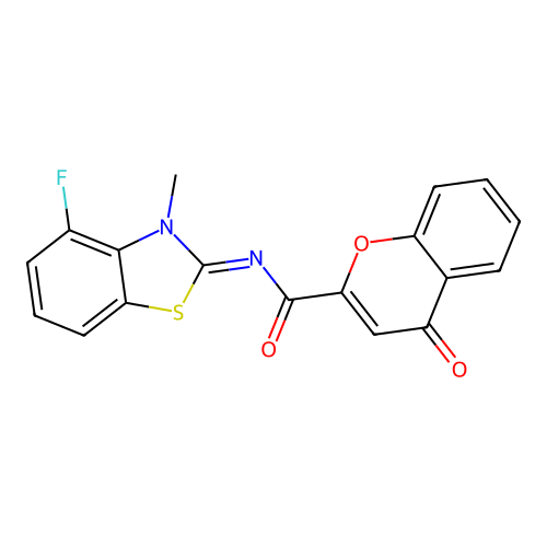 N-(4-fluoro-3-methyl-1,3-benzothiazol-2-ylidene)-4-oxochromene-2-carboxamide structure