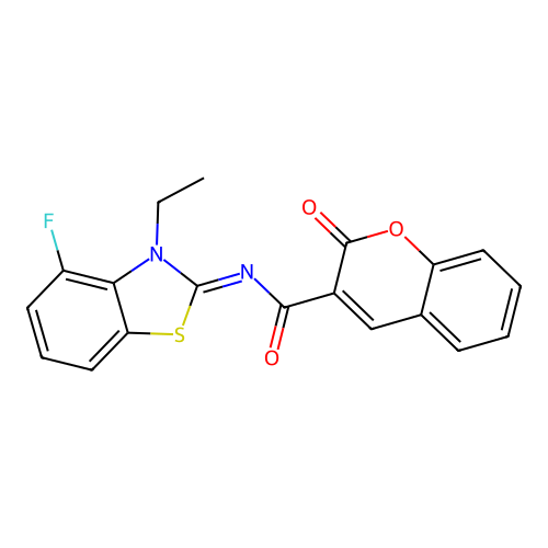 N-(3-ethyl-4-fluoro-1,3-benzothiazol-2-ylidene)-2-oxochromene-3-carboxamide structure