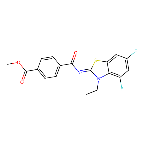 Methyl 4-[(3-ethyl-4,6-difluoro-1,3-benzothiazol-2-ylidene)carbamoyl]benzoate structure