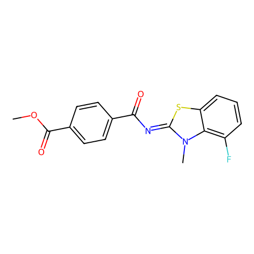 (Z)-methyl 4-((4-fluoro-3-methylbenzo[d]thiazol-2(3H)-ylidene)carbamoyl)benzoate structure