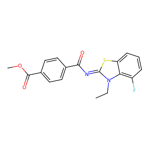Methyl 4-[(3-ethyl-4-fluoro-1,3-benzothiazol-2-ylidene)carbamoyl]benzoate structure