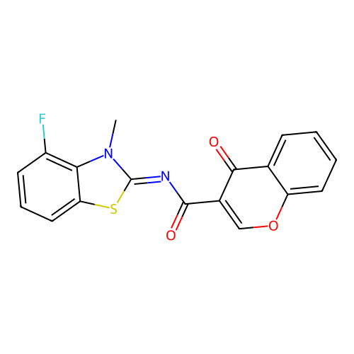 N-(4-fluoro-3-methyl-1,3-benzothiazol-2-ylidene)-4-oxochromene-3-carboxamide structure