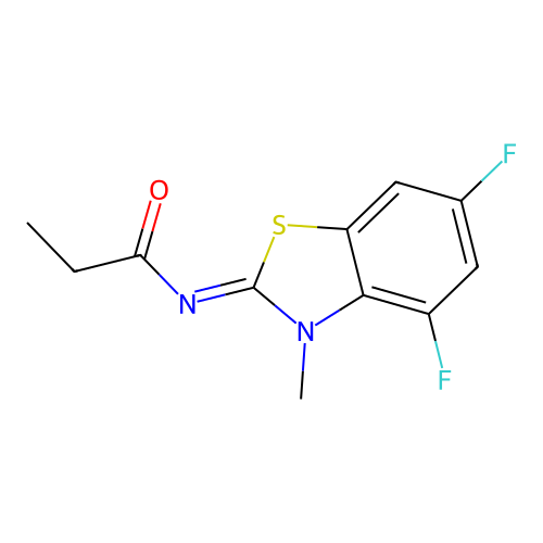 N-(4,6-difluoro-3-methyl-1,3-benzothiazol-2-ylidene)propanamide structure