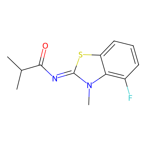 N-(4-fluoro-3-methyl-1,3-benzothiazol-2-ylidene)-2-methylpropanamide structure