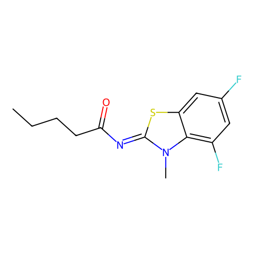 N-(4,6-difluoro-3-methyl-1,3-benzothiazol-2-ylidene)pentanamide structure