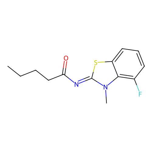 N-(4-fluoro-3-methyl-1,3-benzothiazol-2-ylidene)pentanamide structure