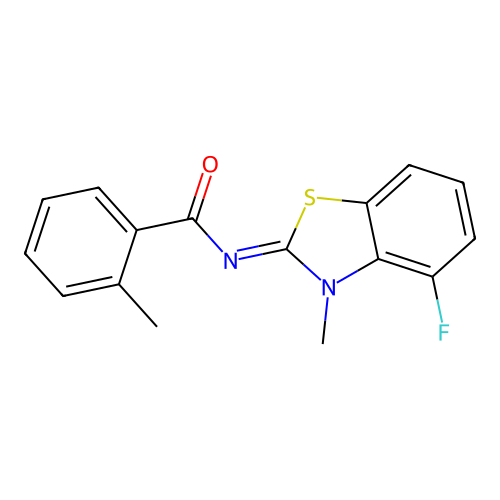 N-(4-fluoro-3-methyl-1,3-benzothiazol-2-ylidene)-2-methylbenzamide structure