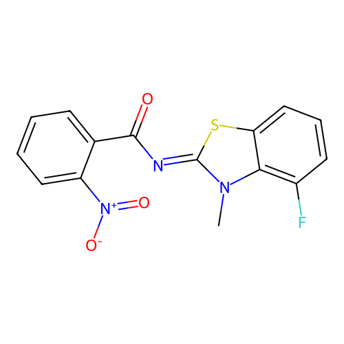 N-(4-fluoro-3-methyl-1,3-benzothiazol-2-ylidene)-2-nitrobenzamide structure