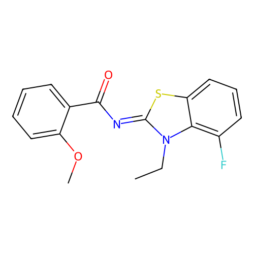 N-(3-ethyl-4-fluoro-1,3-benzothiazol-2-ylidene)-2-methoxybenzamide structure