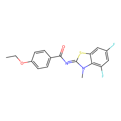 N-(4,6-difluoro-3-methyl-1,3-benzothiazol-2-ylidene)-4-ethoxybenzamide structure