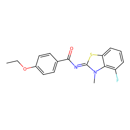 4-ethoxy-N-(4-fluoro-3-methyl-1,3-benzothiazol-2-ylidene)benzamide structure