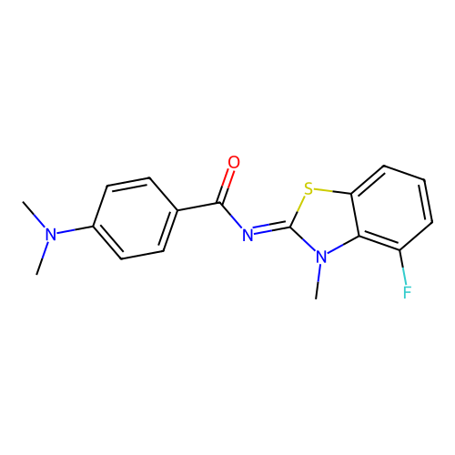 4-(dimethylamino)-N-[(2Z)-4-fluoro-3-methyl-2,3-dihydro-1,3-benzothiazol-2-ylidene]benzamide structure