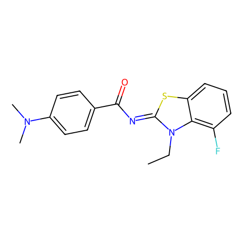4-(dimethylamino)-N-(3-ethyl-4-fluoro-1,3-benzothiazol-2-ylidene)benzamide structure
