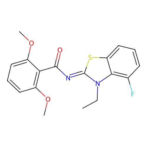 N-(3-ethyl-4-fluoro-1,3-benzothiazol-2-ylidene)-2,6-dimethoxybenzamide structure