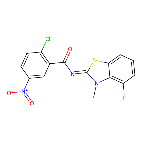 (Z)-2-chloro-N-(4-fluoro-3-methylbenzo[d]thiazol-2(3H)-ylidene)-5-nitrobenzamide structure