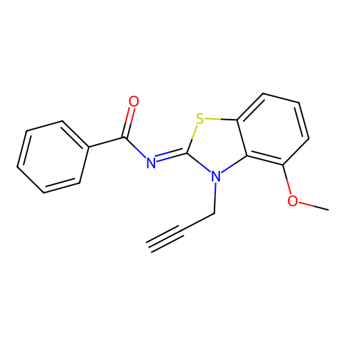 N-(4-methoxy-3-prop-2-ynyl-1,3-benzothiazol-2-ylidene)benzamide structure