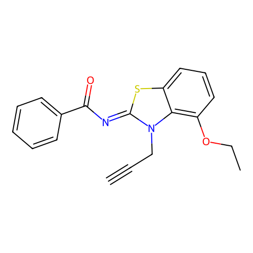 N-(4-ethoxy-3-prop-2-ynyl-1,3-benzothiazol-2-ylidene)benzamide structure