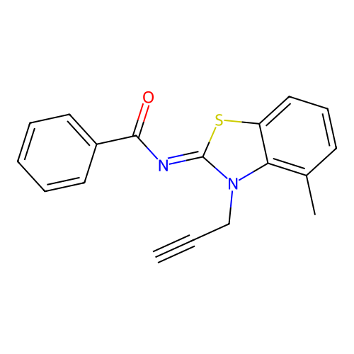 N-(4-methyl-3-prop-2-ynyl-1,3-benzothiazol-2-ylidene)benzamide structure